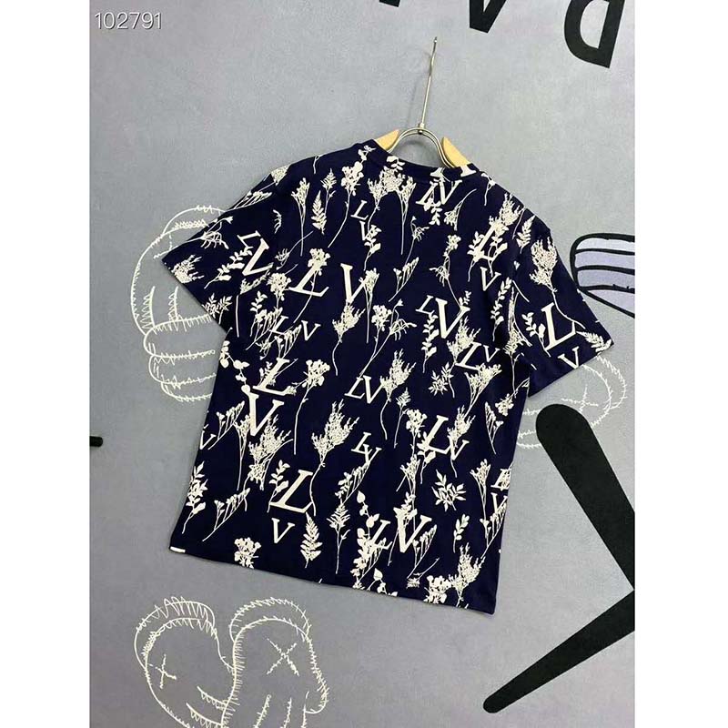 Louis Vuitton LV Men LV Leaf Discharge T-shirt Regular Fit Cotton