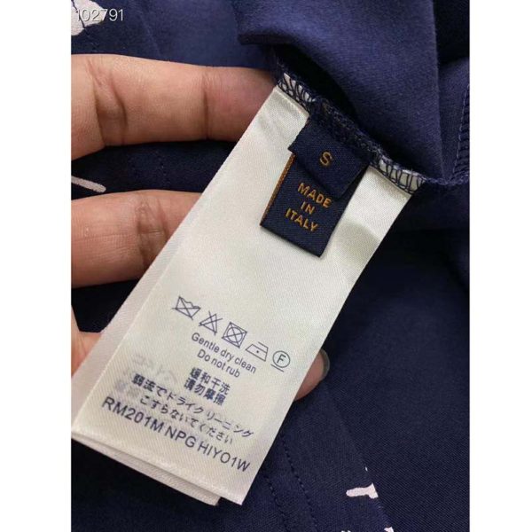 Louis Vuitton LV Men LV Leaf Discharge T-shirt Regular Fit Cotton-Blue (10)