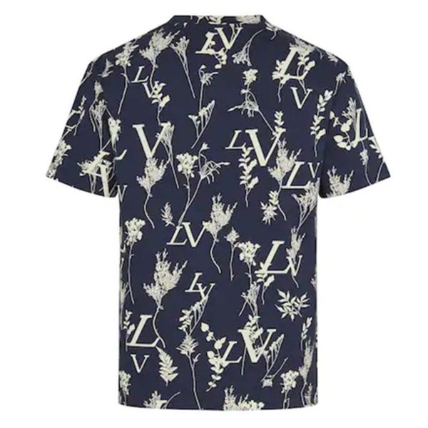 Louis Vuitton LV Men LV Leaf Discharge T-shirt Regular Fit Cotton-Blue (2)