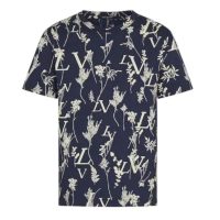 Louis Vuitton LV Men LV Leaf Discharge T-shirt Regular Fit Cotton-Blue