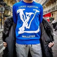 Louis Vuitton LV Men LV Scribbles Intarsia Crewneck Graphic Knit Loose Fit