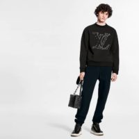 Louis Vuitton LV Men LV Stitch Print Embroidered Sweatshirt Regular Fit