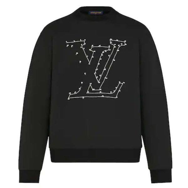 Louis Vuitton LV Men LV Stitch Print Embroidered Sweatshirt Regular Fit