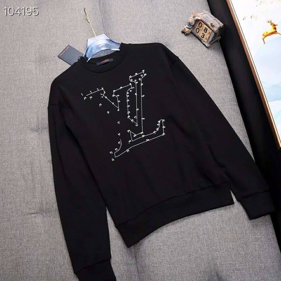 Louis Vuitton Stitch Print Embroidered Crewneck Sweatshirt navy