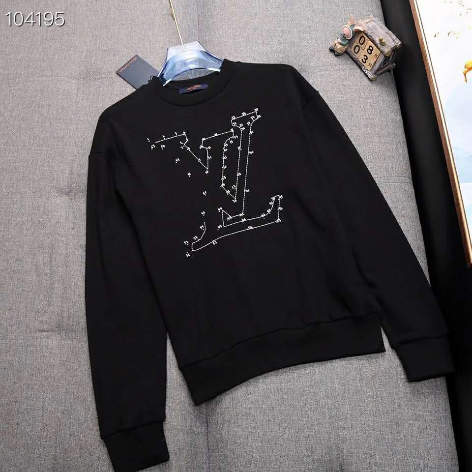 Louis Vuitton LV Stitch Print Embroidered Sweatshirt Navy Men's - US