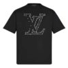 Louis Vuitton LV Men LV Stitch Print Embroidered T-Shirt Regular Fit Cotton-Black