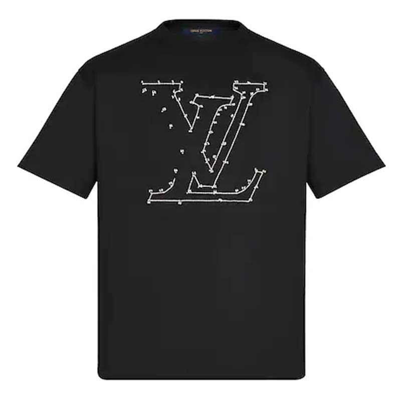 LOUIS VUITTON RM202M NPG HJY03W Logo Stitch embroidery T-Shirt XL Black  Auth Men