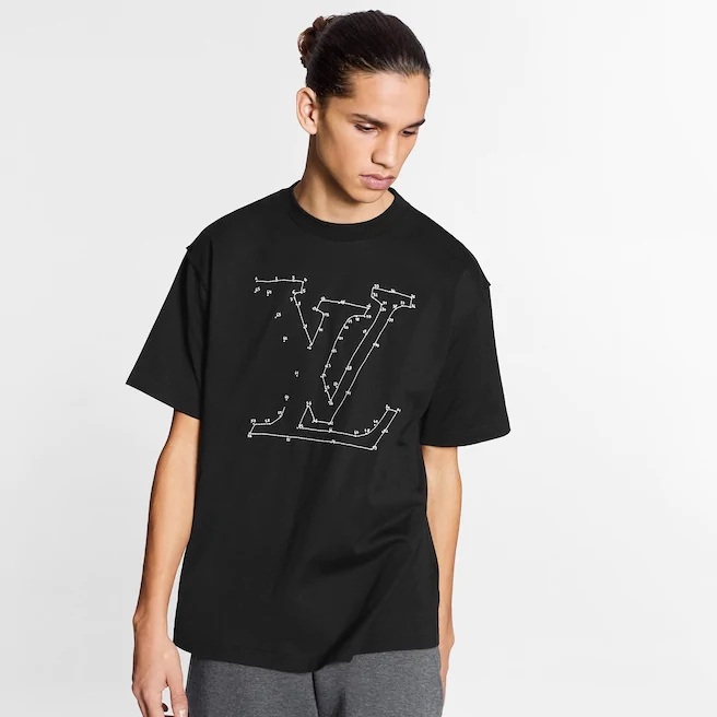 Louis Vuitton Bead-Embroidered Cotton T-Shirt BLACK. Size M0