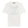 Louis Vuitton LV Men LV Stitch Print Embroidered T-Shirt Regular Fit Cotton-White