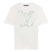 Louis Vuitton LV Men LV Stitch Print Embroidered T-Shirt Regular Fit Cotton-White