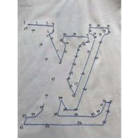 Louis Vuitton LV Men LV Stitch Print Embroidered T-Shirt Regular Fit Cotton-White