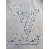 Louis Vuitton LV Men LV Stitch Print Embroidered T-Shirt Regular Fit Cotton-White