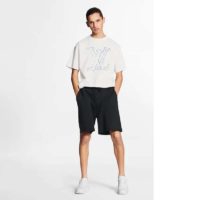 Louis Vuitton LV Men LV Stitch Print Embroidered T-Shirt Regular Fit Cotton-White