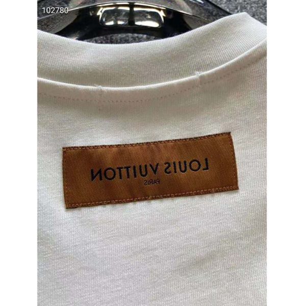 Louis Vuitton LV Men LV Stitch Print Embroidered T-Shirt Regular Fit Cotton-White (8)