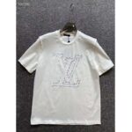 Louis Vuitton LV Men LV Stitch Print Embroidered T-Shirt Regular Fit Cotton-White - Image 2