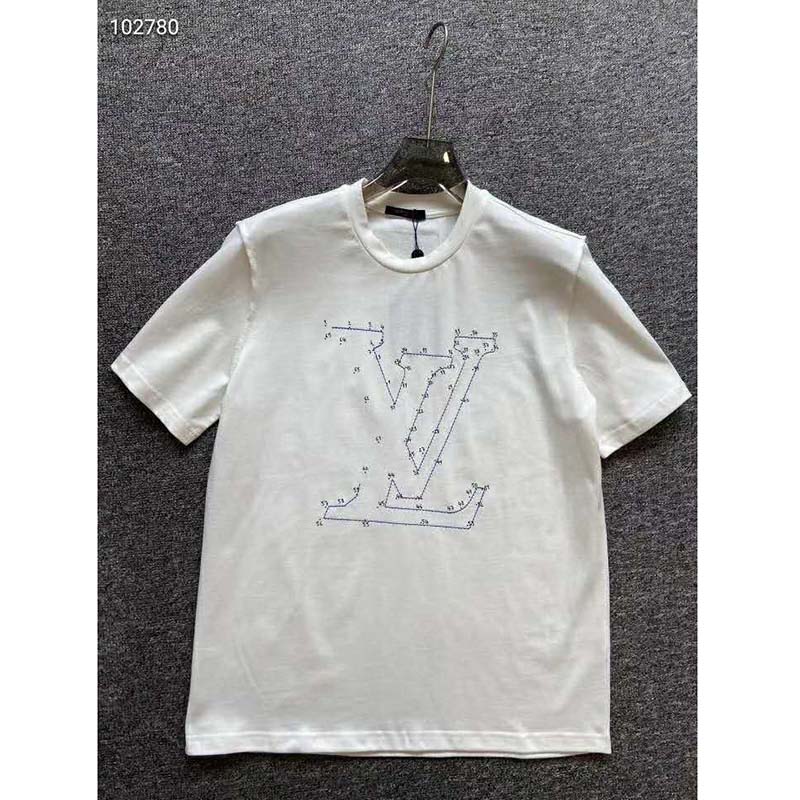 Louis Vuitton LV Stitch-Print Embroideredd for Men White 1A7X53 US L