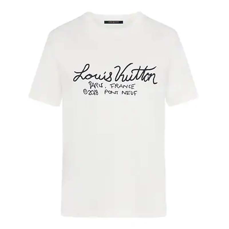 Louis Vuitton LV Men Pont Neuf Signature Print & Embroidery T-Shirt - LULUX