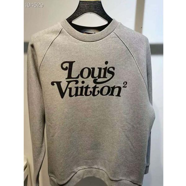 Louis Vuitton LV Men Squared LV Sweatshirt LV2 Motif 100% Cotton-Grey (13)