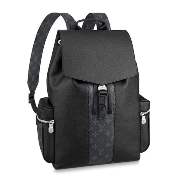 ouis Vuitton LV Unisex Outdoor Backpack Taiga Cowhide Leather-Black