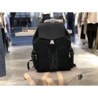 ouis Vuitton LV Unisex Outdoor Backpack Taiga Cowhide Leather-Black