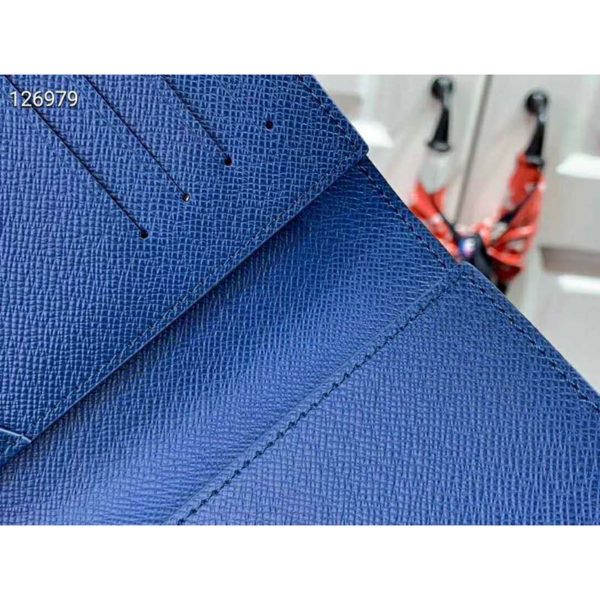 Louis Vuitton LV Unisex Passport Cover Blue Damier Graphite Giant Coated Canvas (10)