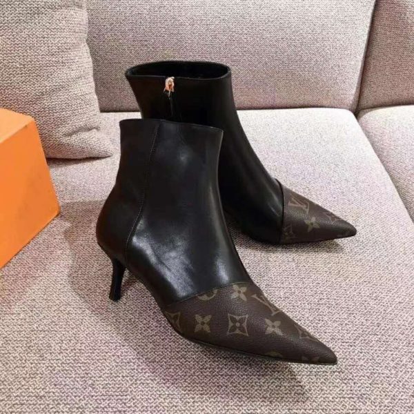 Louis Vuitton LV Women Cherie Ankle Boot Calf Leather Patent Monogram Canvas (1)