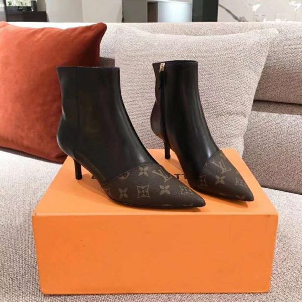 Louis Vuitton LV Women Cherie Ankle Boot Calf Leather Patent Monogram Canvas (3)