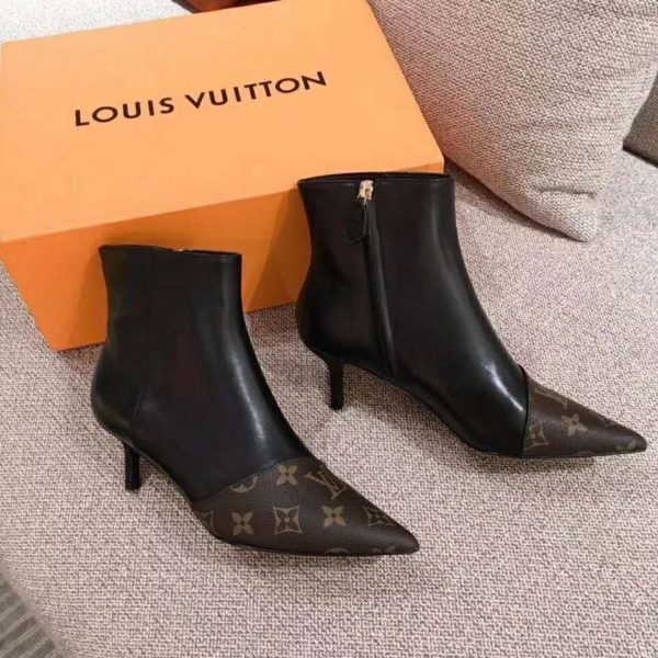 Louis Vuitton LV Women Cherie Ankle Boot Calf Leather Patent Monogram Canvas (9)