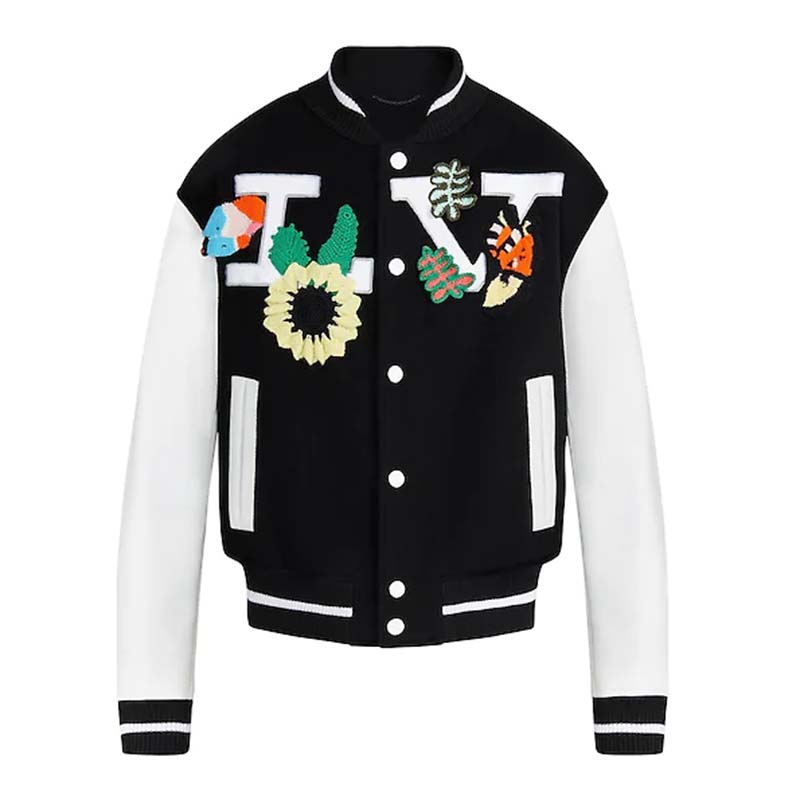 Louis Vuitton LV Women Crochet Flowers Varsity Jacket Cowskin Wool - LULUX