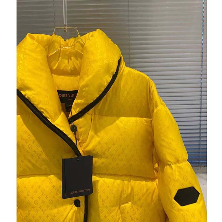 Louis Vuitton LV Women Down Jacket Silky Nylon Satin Louis Vuitton PatchYellow LULUX