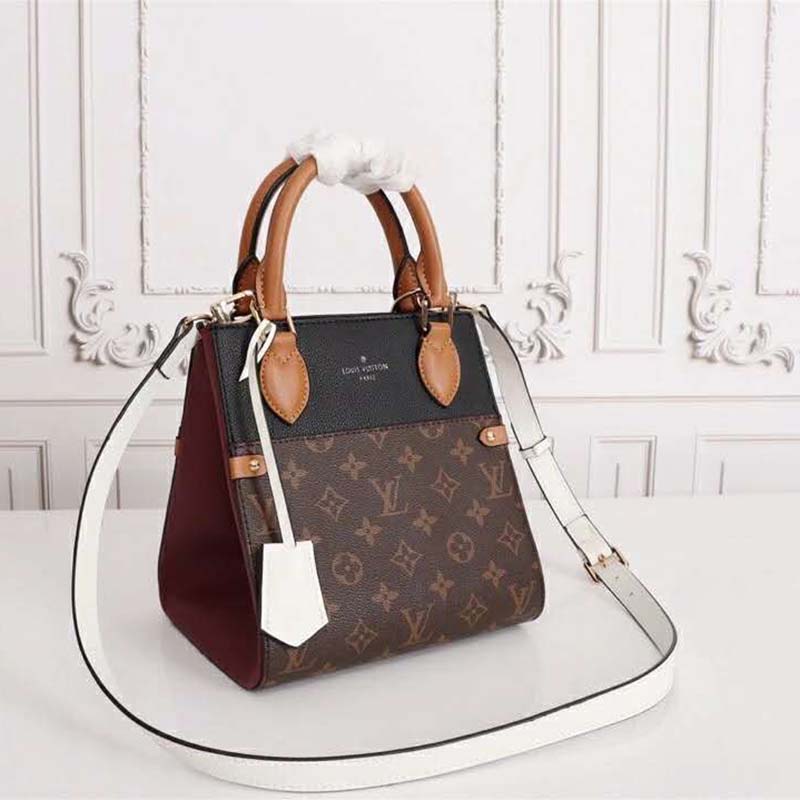 Authenticated Used Louis Vuitton Fold Tote MM M45409 Monogram Canvas Calf  Leather Handbag Shoulder Bag