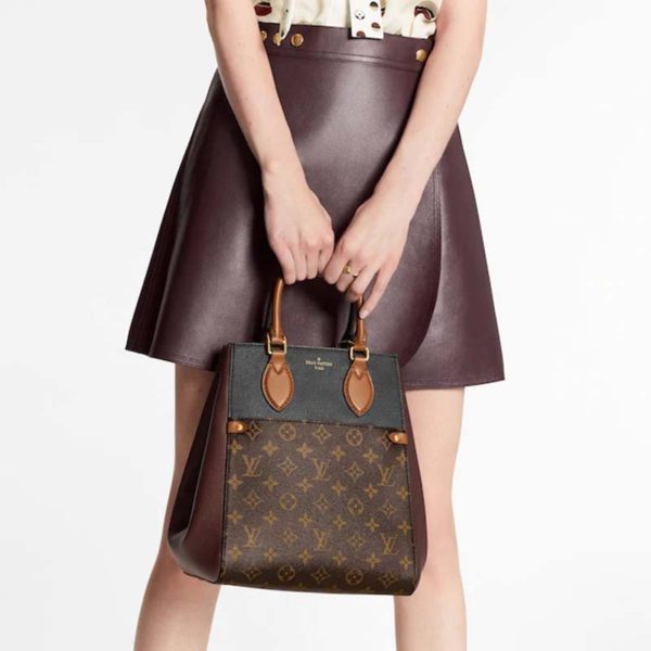 Louis Vuitton LV Women Fold Tote MM Monogram Canvas Calfskin Leather (6)