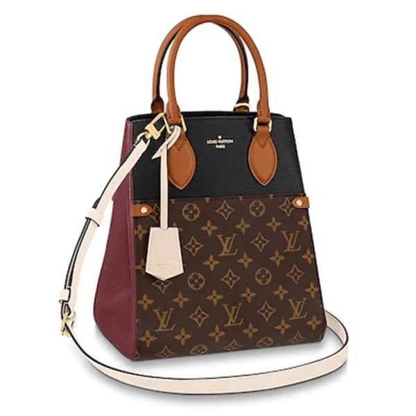 Louis Vuitton LV Women Fold Tote MM Monogram Canvas Calfskin Leather