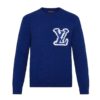 Louis Vuitton LV Women LV Intarsia Crewneck Regular Fit Wool-Blue