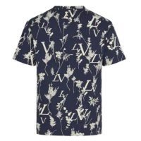 Louis Vuitton LV Women LV Leaf Discharge T-shirt Regular Fit Cotton-Blue