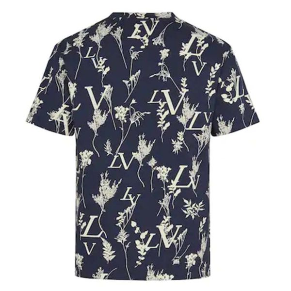 Louis Vuitton LV Women LV Leaf Discharge T-shirt Regular Fit Cotton-Blue (2)