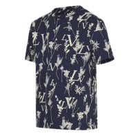 Louis Vuitton LV Women LV Leaf Discharge T-shirt Regular Fit Cotton-Blue