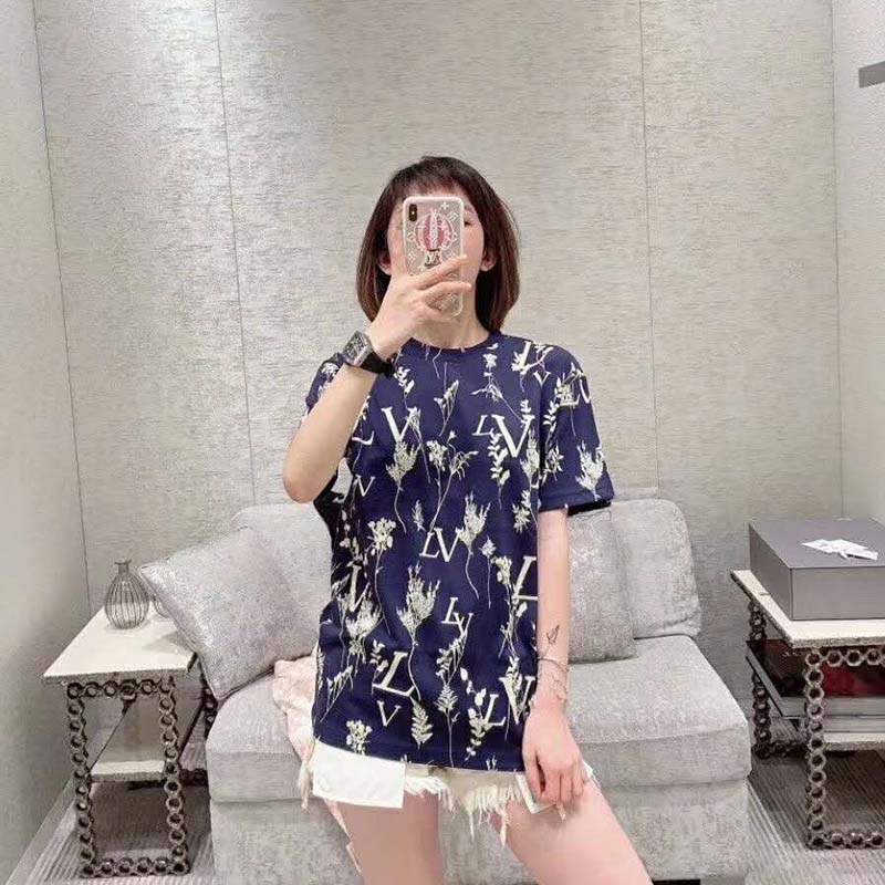 Louis Vuitton LV Women LV Leaf Discharge T-shirt Regular Fit