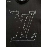 Louis Vuitton LV Men LV Stitch Print Embroidered T-Shirt Regular Fit Cotton-Black