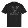 Louis Vuitton LV Women LV Stitch Print Embroidered T-Shirt Regular Fit Cotton-Black