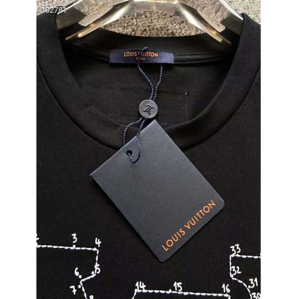 Louis Vuitton LV Women LV Stitch Print Embroidered T-Shirt Regular Fit Cotton-Black (4)