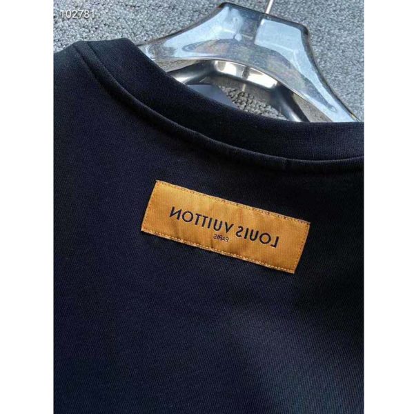 Louis Vuitton LV Women LV Stitch Print Embroidered T-Shirt Regular Fit Cotton-Black (5)