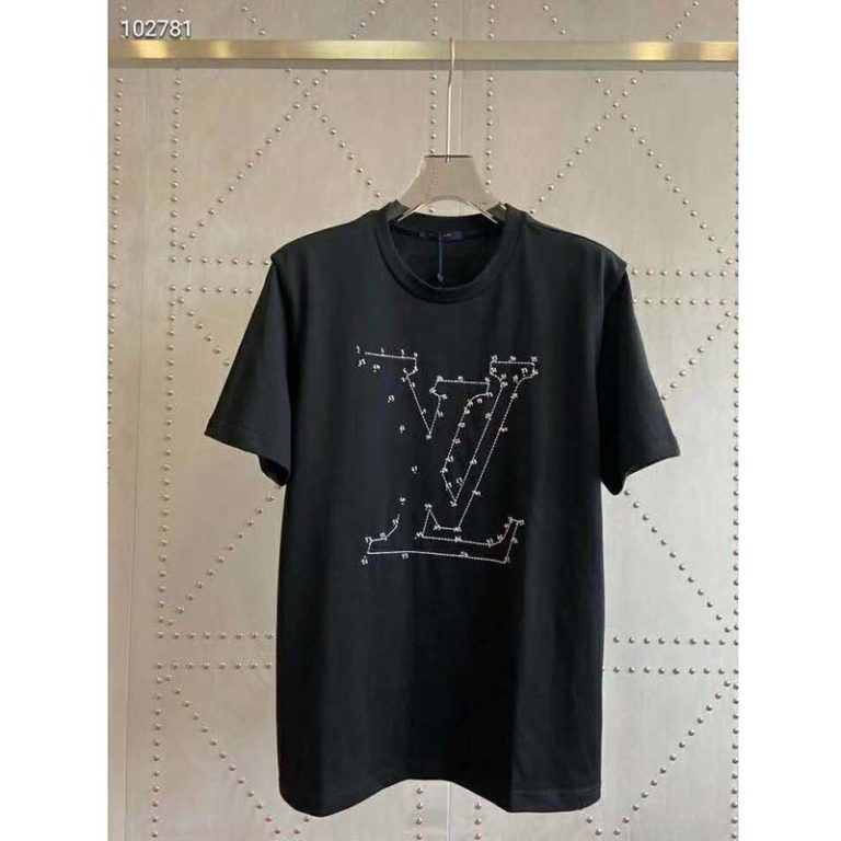 Louis Vuitton LV Men LV Stitch Print Embroidered T-Shirt Regular Fit ...