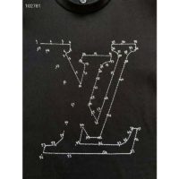 Louis Vuitton LV Women LV Stitch Print Embroidered T-Shirt Regular Fit Cotton-Black