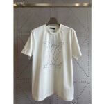 Louis Vuitton LV Women LV Stitch Print Embroidered T-Shirt Regular Fit Cotton-White - Image 3