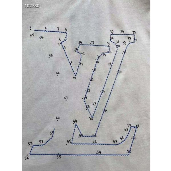 Louis Vuitton LV Women LV Stitch Print Embroidered T-Shirt Regular Fit Cotton-White (9)