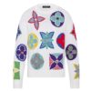 Louis Vuitton LV Women Multicolor Monogram Crewneck Flowers Sweater 100% Wool