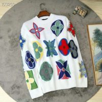 Louis Vuitton LV Women Multicolor Monogram Crewneck Flowers Sweater 100% Wool