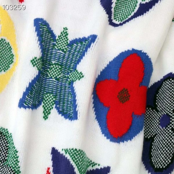 Louis Vuitton LV Women Multicolor Monogram Crewneck Flowers Sweater 100% Wool (5)