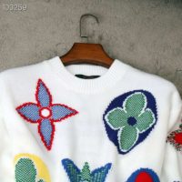 Louis Vuitton LV Women Multicolor Monogram Crewneck Flowers Sweater 100% Wool